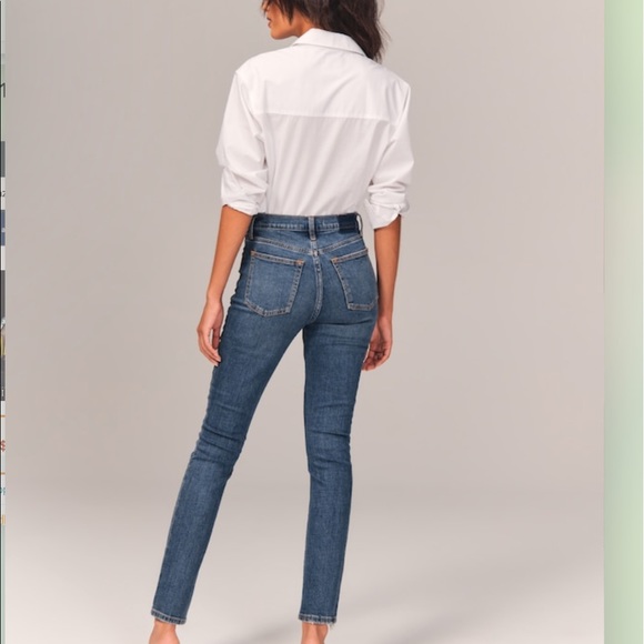 Abercrombie High Rise Skinny Jeans Sz 28 Short Medium Ripped Wash - Picture 4 of 7